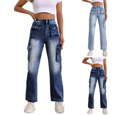 Модные мешковатые джинсы-карго с несколькими карманами для девочек