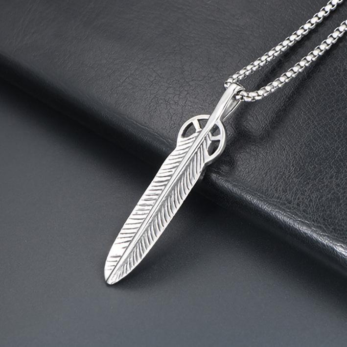 Японские ювелирные изделия из титановой стали, ожерелье с перьями в стиле Харадзюку, персонализированное ожерелье с подвеской, аксессуары в виде цепочки для свитера.