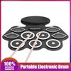 Portable 9 Pads Electronic Drum Set Roll Up Silicone Practice Drum Pad Rechargeable Multifunction Tabletop Drum