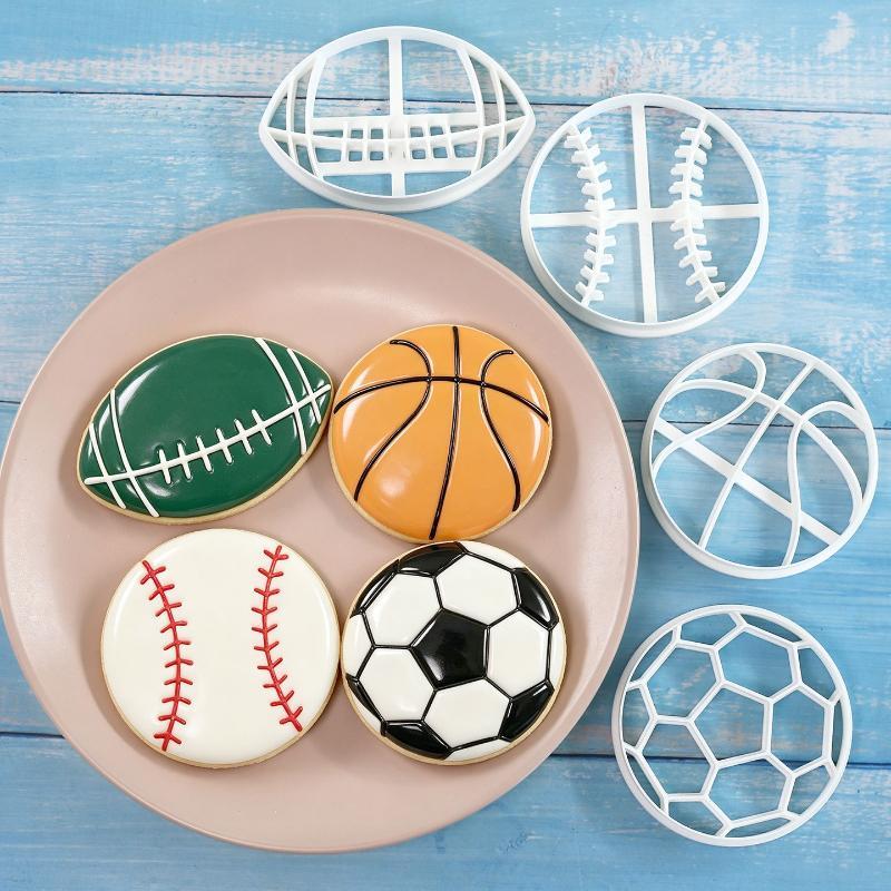 Sports Ball Baking Cutter Non-Toxic Easy Demold Rugby Tennis Football Shaped Mold for Kids Baking Class Activity