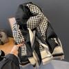 Женский шарф-шаль в корейском стиле с принтом "гусиная лапка" из искусственного кашемира - Утолщенный двусторонний зимний шарф на шею