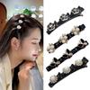 4pcs Sparkling Crystal Stone Braided Hair Clips Women Satin Fabric Hair Clips,Rsvelte Braided Hair Clip with 3 Small Clips, Multi Clip Hair Barrette