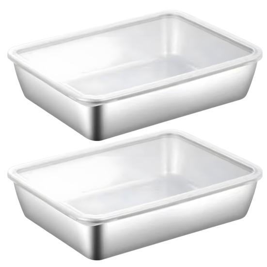 Stainless Steel Lunch Box with Transparent Lid Leakproof Food Container for Cheese Deli Meat Fruits Oven Baking