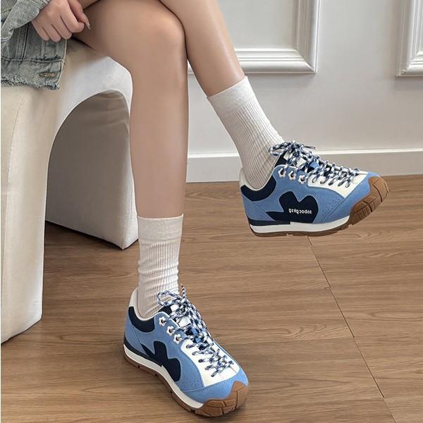 Sheepskin Version~ Genuine Leather Retro Thick-soled Inner Height-increasing Forrest Gump Shoes Women's Versatile Casual Sports Shoes German Train