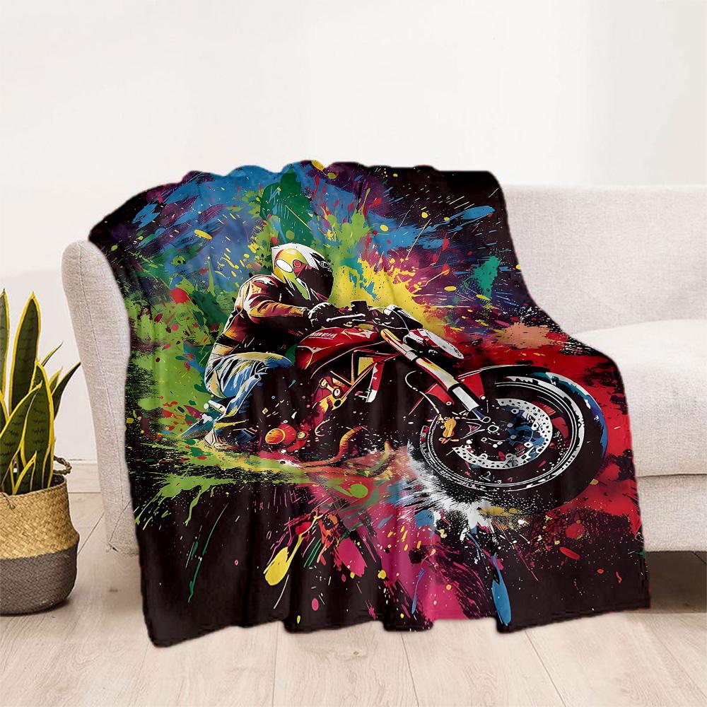 Motocross Adventure Sport Flannel Blanket - Soft and Suitable for Sofas, Beds, Offices, Travel, All Seasons, and The Best Gift for The Holidays.