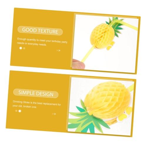 Lurrose 150 Pineapple Straws, Fruit Party Straws, Tropical Paper Straws, Flamingo Straws, Luau Party Straws, Hawaiian Straws, Wine Ties