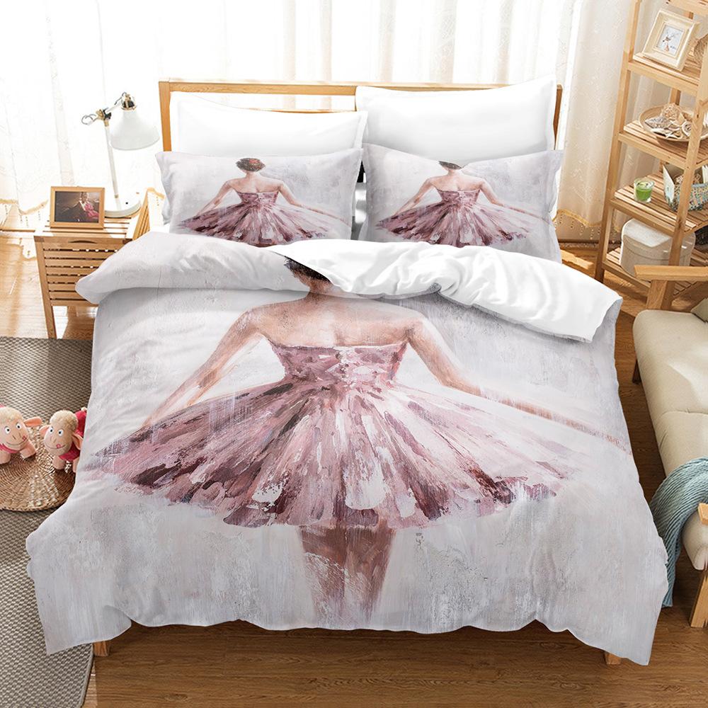 3D комплект постельного белья для девочек, пододеяльник для танцевальных девочек, 2/3 шт., подарок на день рождения, AU140 * 210, полноразмерный микрофибра, быстросохнущий мягкий домашний текстиль