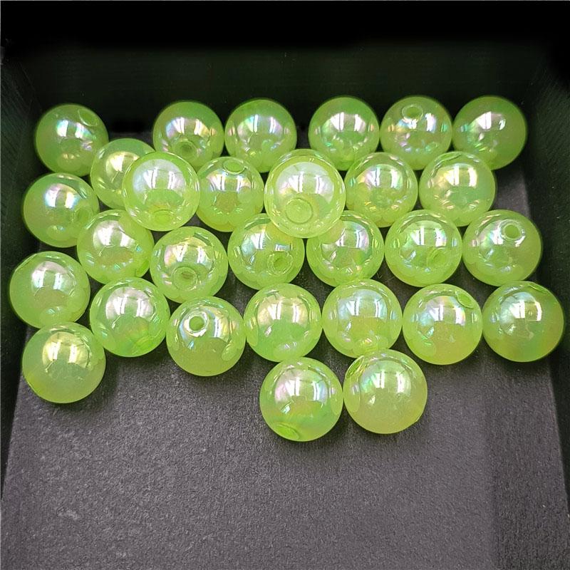Home Party Supplies Acrylic UV Dazzle Necklace Accessories Fashion 10/12/14mm Bracelet Jelly Color Luminous 10pcs Beaded Material Round Beads DIY
