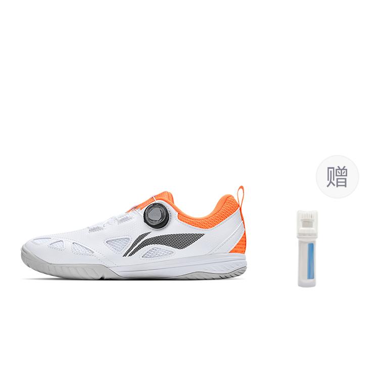 Li Ning Mage ESS износостойкие дышащие низкие кроссовки для настольного тенниса унисекс Белый Оранжевый APTT001-2