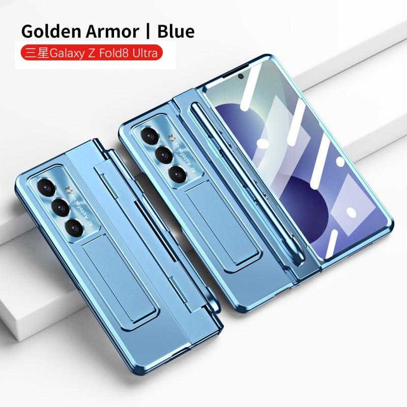 Z Fold 8 Ultra Case Foldable Cover With Pen Slot Shockproof Invisible Stand Electroplated Anti-fingerprint PC Material