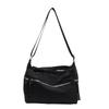 Monochromatic Decorative Nylon Shoulder Bag for Women with Zipper Casual Crossbody Bag