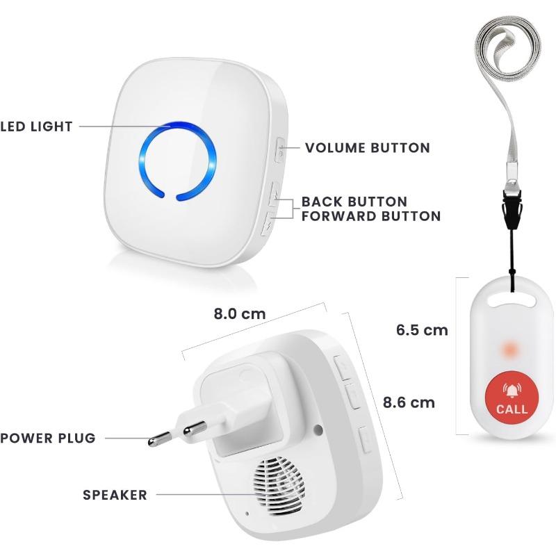 Кнопка экстренного вызова для пожилых людей Домашняя кнопка экстренного вызова Аварийная кнопка вызова 500 футов Аварийный звонок Уход Внутренний Уход Пожилой Тревожная кнопка Беспроводная