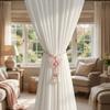2PCS Adjustable Butterfly Curtain Tiebacks Curtain Holder Decorative Pearl Curtain Buckle Artificial Pearl Curtains Tie Rope