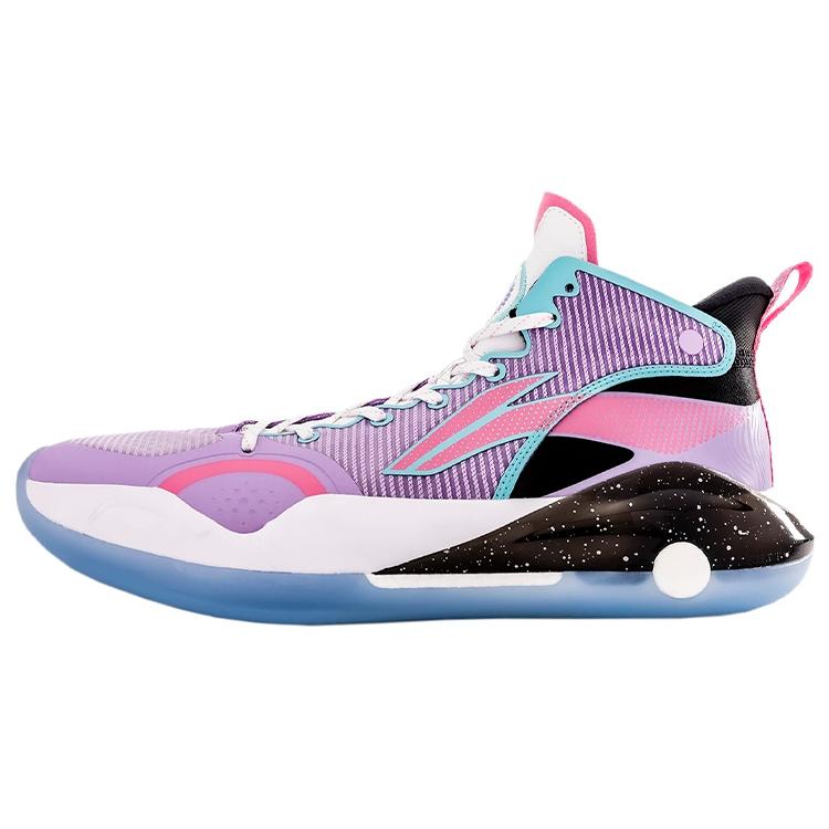 Li Ning YuShuai 15 Пэчворк Износостойкие Нескользящие Средние Баскетбольные Кроссовки Мужские Светло-фиолетовые ABAR043-13