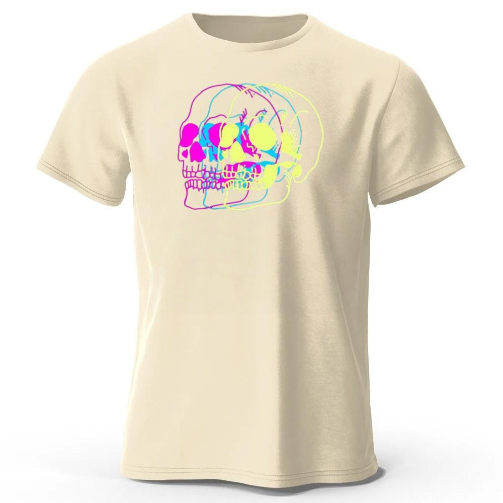 Summer New Psychedelic Skull Monster Pure Cotton Short Sleeved Casual Men Loose Oversized Comfortable Breathable Sports Tshirt
