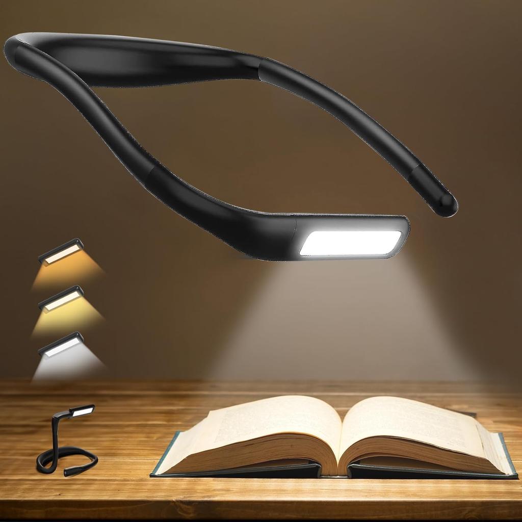 Светодиодная лампа для чтения на шею, перезаряжаемая лампа для вязания, лампа для чтения на шею, 3 цвета и 5 уровней яркости, регулируемая лампа для чтения на шею