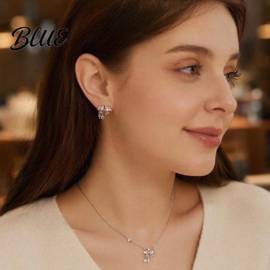 Bow Pendant Necklace Women's Sparkly Necklace Rhinestone Knot High-quality