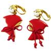 [P2018] - Artisanal Clip-on Earrings 'Monde Merveilleux' (Red Riding Hood) Red Gold - 47x20 Mm