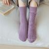 Женские зимние бархатные носки средней длины, толстые плюшевые теплые однотонные носки-тапочки