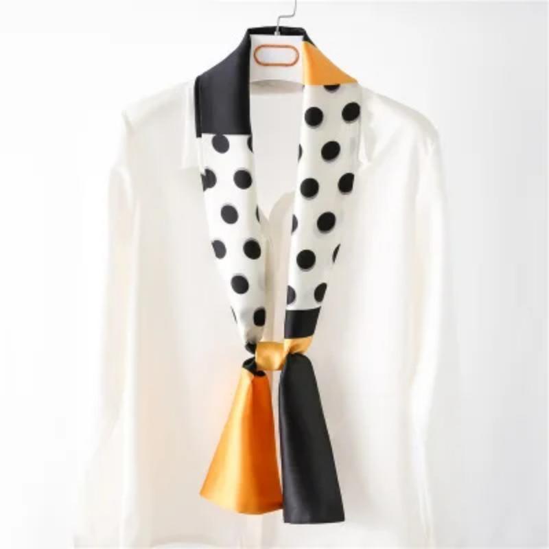 Хиджаб Натуральный Длинный Шелк Женский Принт Элегантные Шейные Платки Лента для Волос Головная Повязка Завязка Украшение Ручки Сумки Фуляр Воротник Косынка