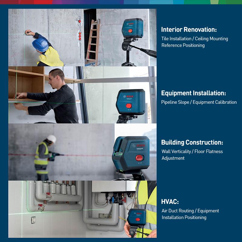 Bosch Лазерный уровень GCL 15-12 XG Комбинированный точечный и линейный лазерный уровень с зеленым лучом