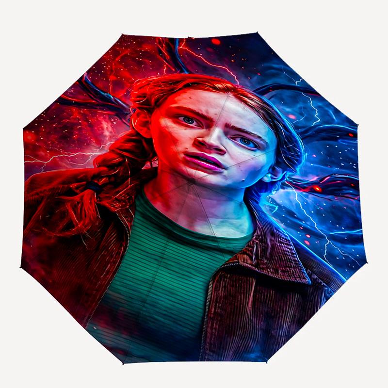 Stranger Things Electric Energy Automatic Opening/Closing Umbrella with Foldable Design and 8 Bone Frame Perfect Gift for Fans,Travelers,