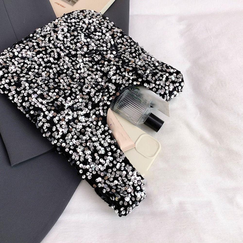 Blingbling Knot Handbag Paillette Portable Storage Bag Simple Sequin Evening Bag Girl