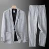 Linen Suit Suit Men's Summer Sunscreen Suit Men's Loose Top Jacket Cotton and Linen Casual Suit Summer