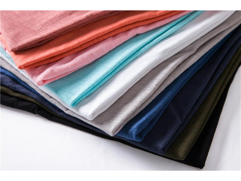 Summer Men's Solid Bamboo Cotton V-Neck T-Shirt - Hot Selling European & American Style