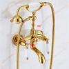 Tuqiu Gold Bathtub and Shower Faucet Set Wall Mounted Gold Bathtub Faucet, Bathroom Cold and Hot Bath and Shower Mixer Tap