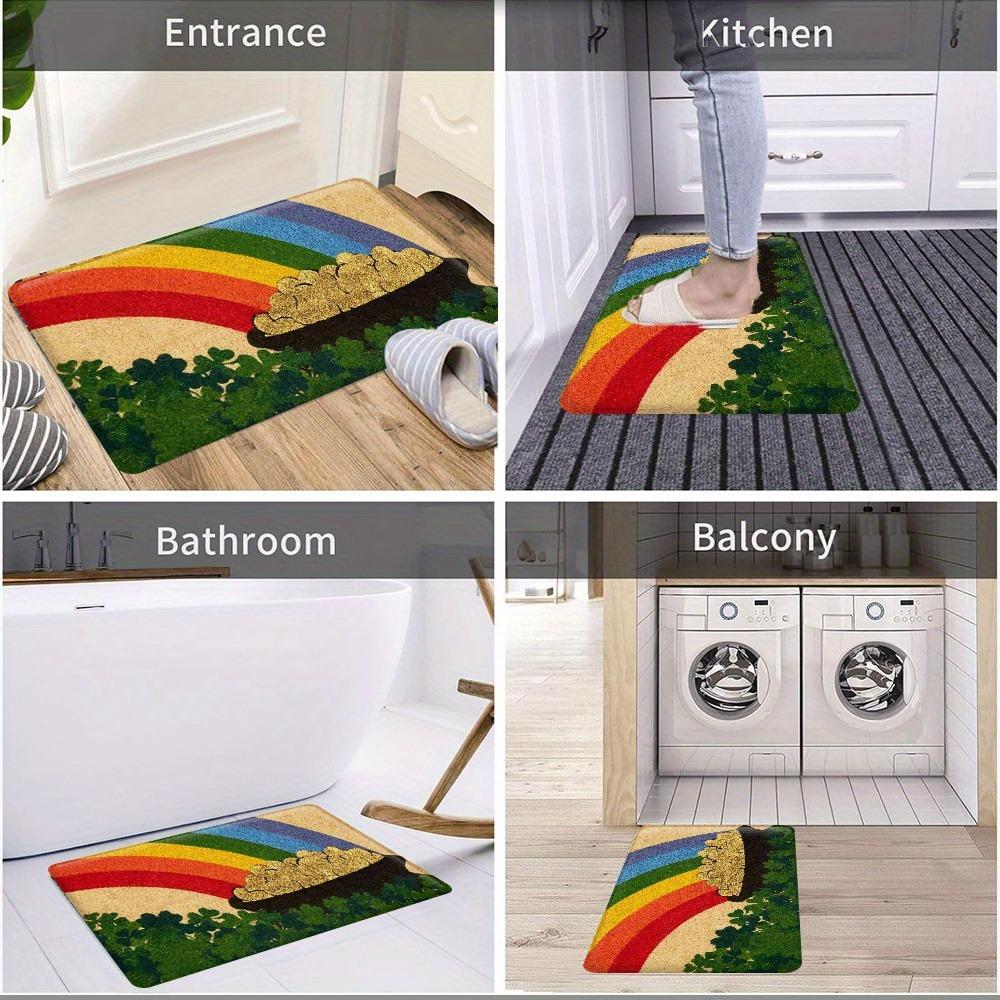 1PC Rainbow Pattern Kitchen Rugs Non-Slip Home Door Mats Pop design Bathroom Rug Bath Mat Carpet for Home Sink Laundry Decor