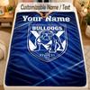 Flannel BlanketCanterbury-Bankstown Bulldogs Custom Name Text Personalized Soft Warm Throw Blanket Home Decor Gift