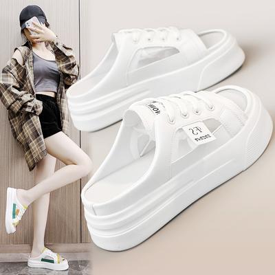 K8707 новые сетчатые полутапочки, летние полые дышащие повседневные тапочки на толстой подошве, сандалии, обувь для доски