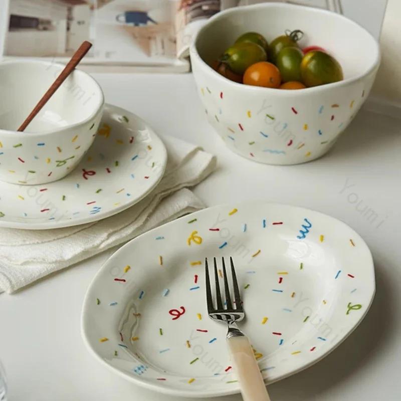 Милые круглые рельефные керамические тарелки для суши высокого класса, вкусные миски для рамена, бытовая креативная тарелка для рыбы, изысканная столовая посуда