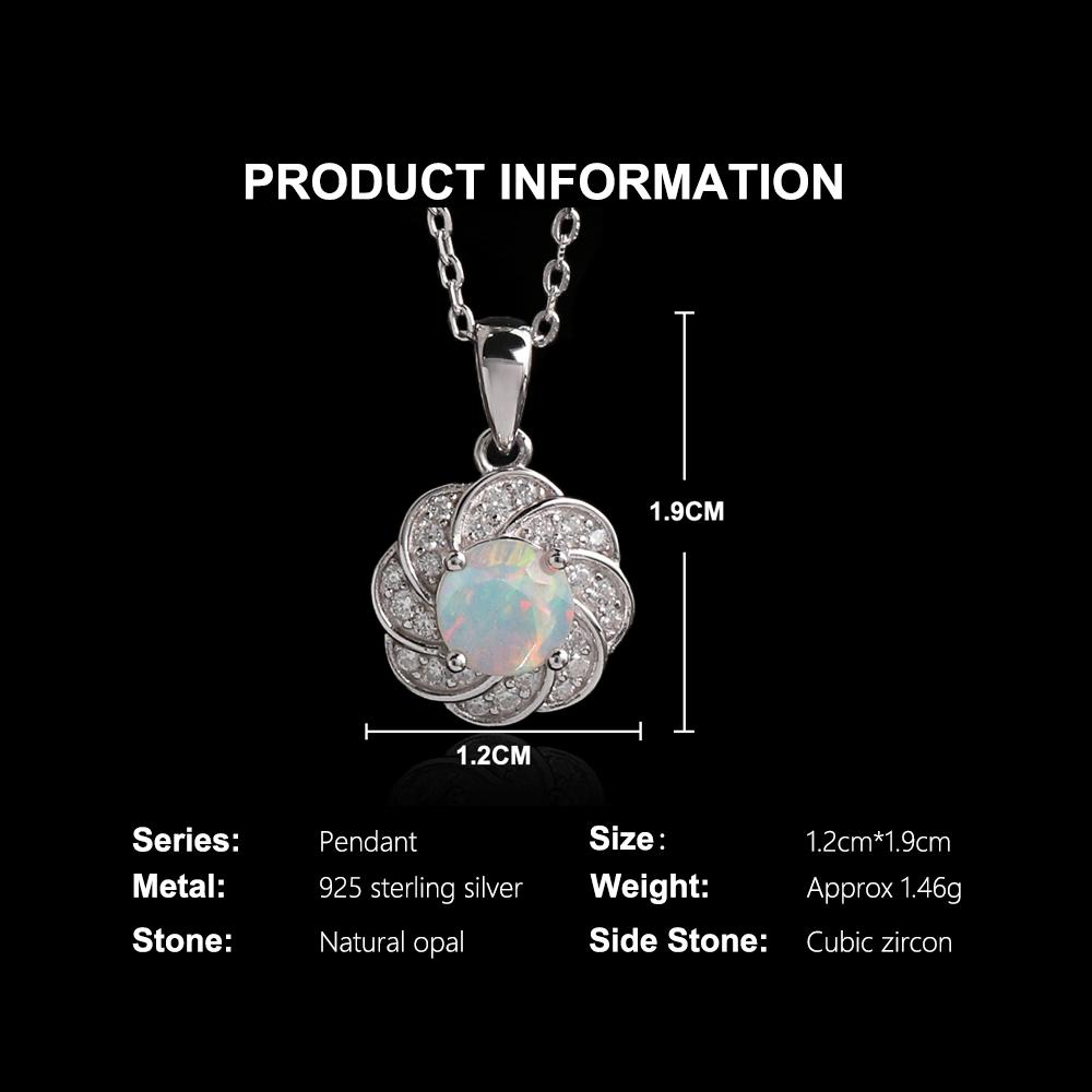 Elegant Flower Shape Clasp Ring Earrings Pendant Necklace Set Natural Opal S925 Silver Fine Jewelry for Women's Banquet Gifts