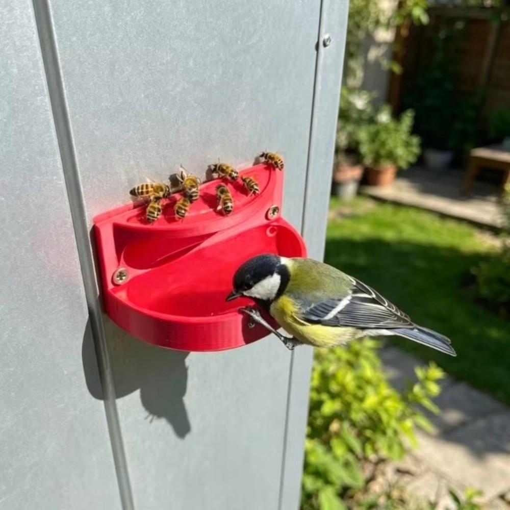 Plastic Bird Bath Water Dispenser Wall Mounted Insect Drinking Device Backyard
