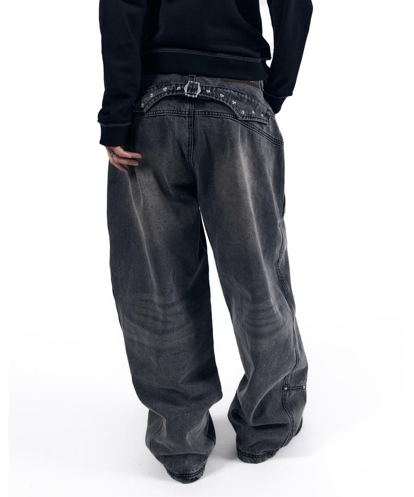 AAKAM Steve Double Knee Denim Pants (Gray)