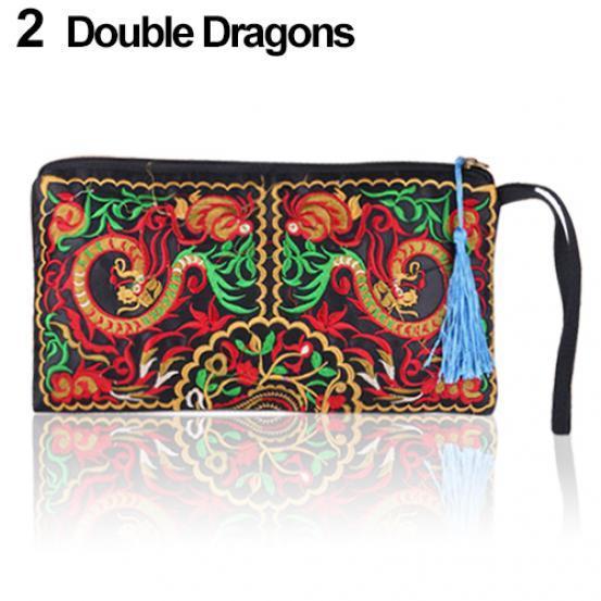 Women's Retro Ethnic Embroider Purse Wallet Clutch Card Coin Holder Phone Bag MIT