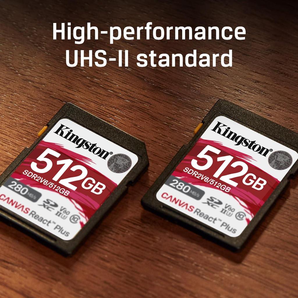 Kingston 256GB SD Memory Card Up To 280MB/s U3 V60 SDXC 128GB/512GB Full 4K Ultra HD Professional UHS-II Ultimate Speeds Cinema Cameras SD Card SDR2V6