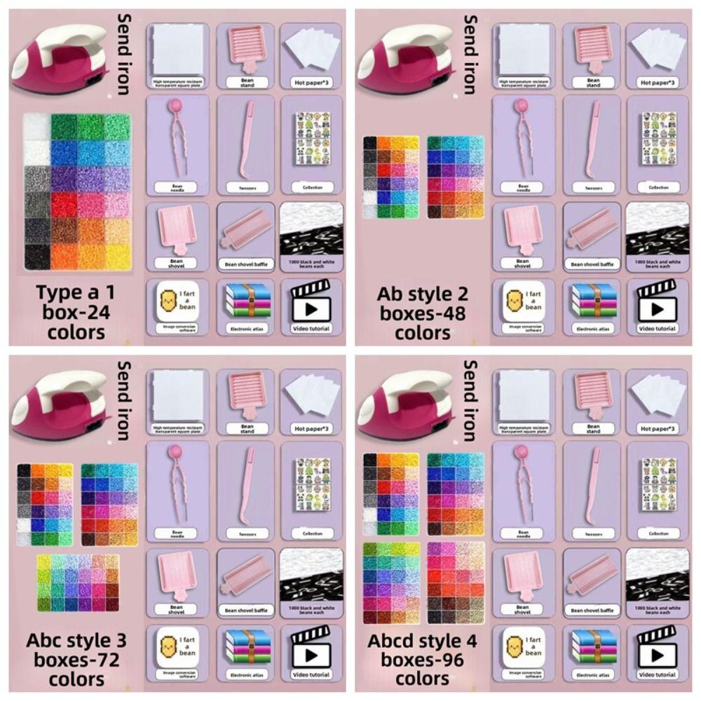 Colorful Bean Splicing Material Package Pegboard Sheets Iron-on Bead Craft Kit  Educational Toys
