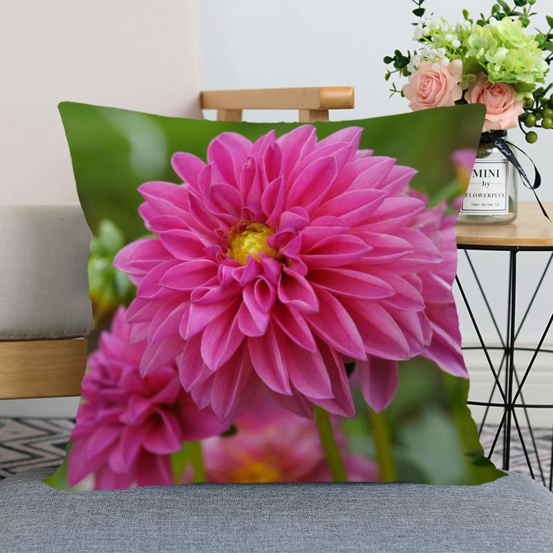 Наволочка с цветком георгина, декоративная наволочка для спальни, домашнего офиса, квадратная наволочка, мягкая