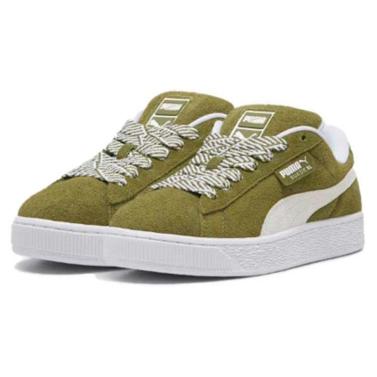 Puma Замшевые кроссовки XL мягкого оливково-зеленого цвета для женщин белые 396381-01