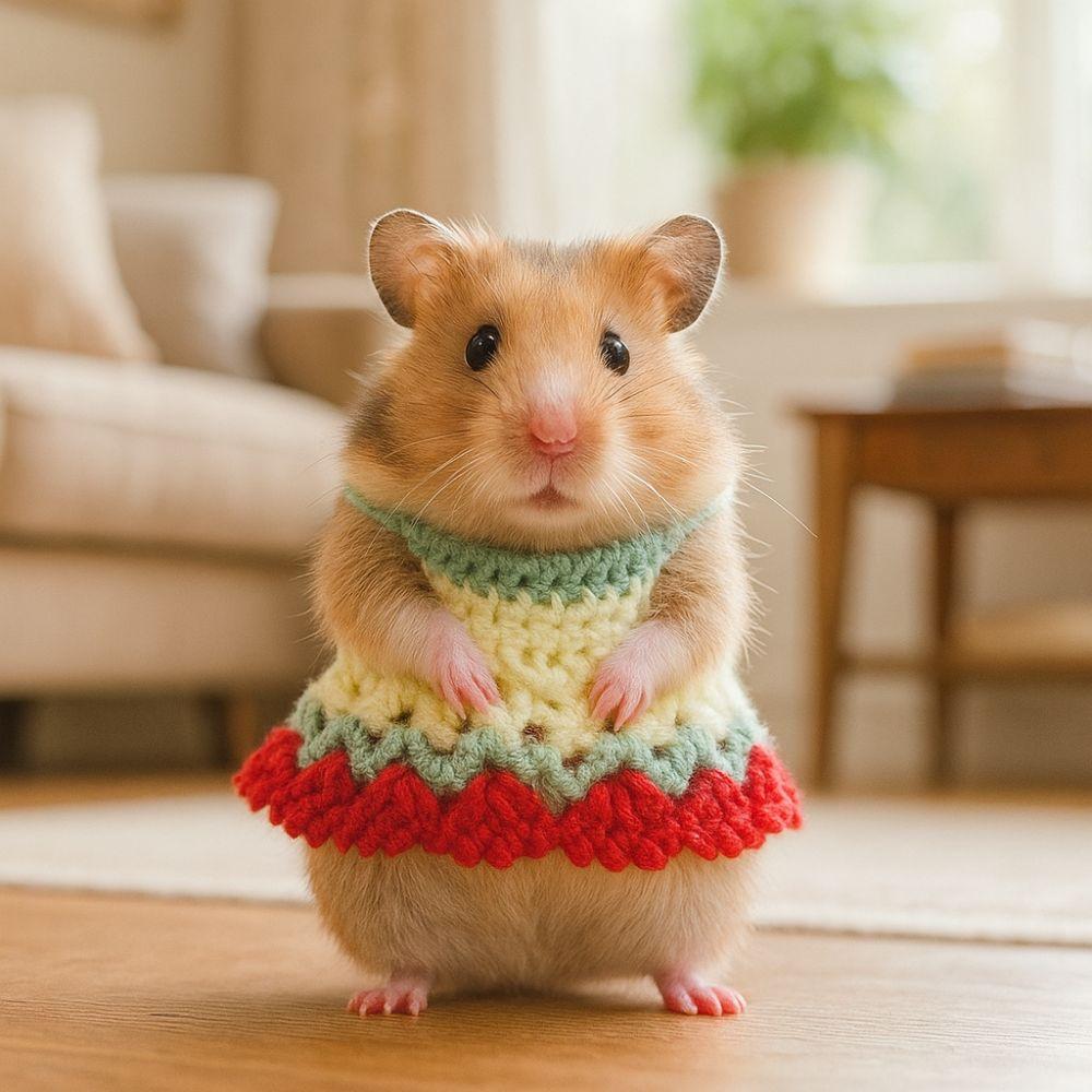 Decorative Cute Hamster Knitted Skirt Warm Handmade Animals Dress Soft Small Pets Sweater Outing Wear