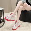 11 см высокие каблуки осенние массивные кроссовки для женщин платформа спортивная сетчатая обувь весенние женские шнурки толстая подошва папины туфли женские