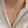 LUNNE 14k Gold Stick Bar Pendant Necklace (Goldfilled) #GFN22