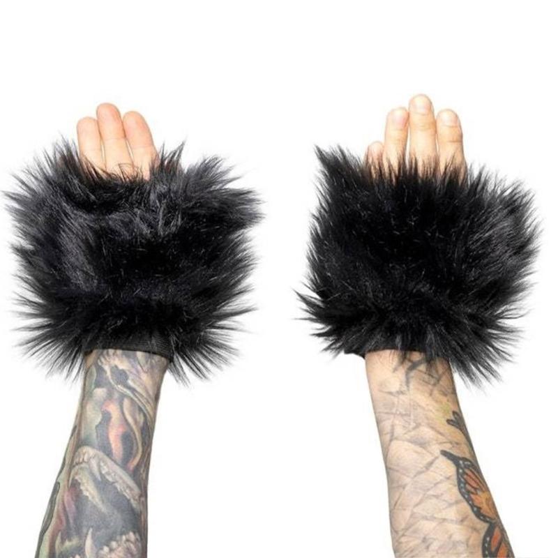 Faux Furs Cuffs Furry Wrist Bands Leg Warmers Wrist Cuffs Warmer Boot Cuffs for Women Party Cosplay Costumes Accessories