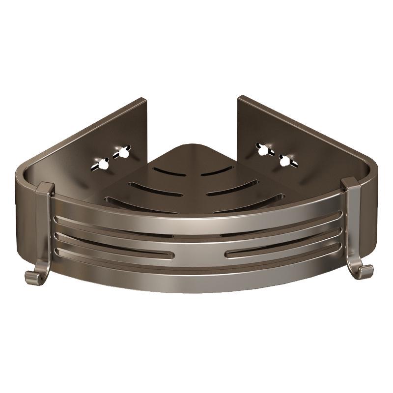 Gunmetal Punch-Free Space Aluminum Corner Bathroom Shelf