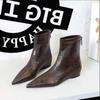 BIGTREE Boots  Winter Fashion Pointed Toe Women Ankle Boots Modern SHort Shoes Wedges Heel Party Ladies Pumps  Mujer