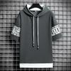 Summer Men's Casual All-match Hooded Pullover Quick-drying Running Sports Men's Printed Short-sleeved Top