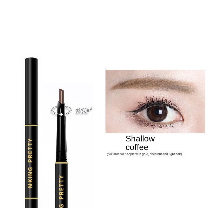 Модный автоматический карандаш для бровей с двойной головкой, водостойкий, устойчивый к поту, долговечный, устойчивый к размазыванию для начинающих, 3D, натуральный цвет
